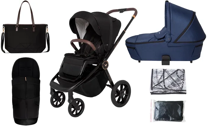 MUUVO Quick SE 2 - wózek wielofunkcyjny, zestaw 2w1 z gondolą Quick 3.0 | Sunset Black + Azure Blue (+ ADAPTERY)