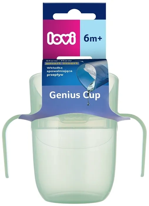 LOVI Genius - kubek treningowy z wkładką i uchwytami 150 ml | Pistachio