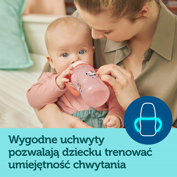 CANPOL BABIES - kubek treningowy silikon 240 ml PP EasyStart | EXOTIC ANIMALS niebieski