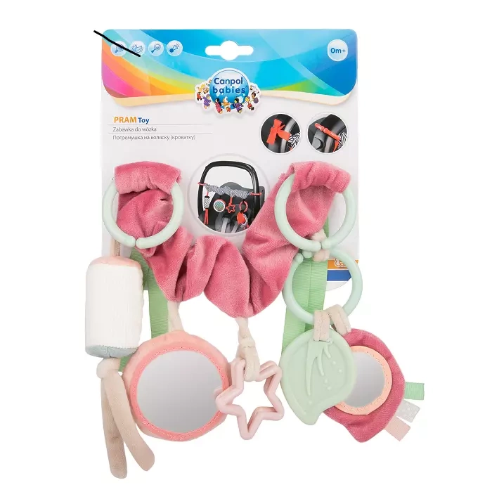 CANPOL BABIES - zawieszka do wózka/fotelika PASTEL FRIENDS | różowa