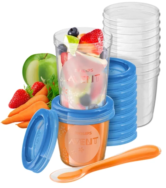 PHILIPS AVENT - pojemniki do przechowywania pokarmu 20 szt. + łyżeczka