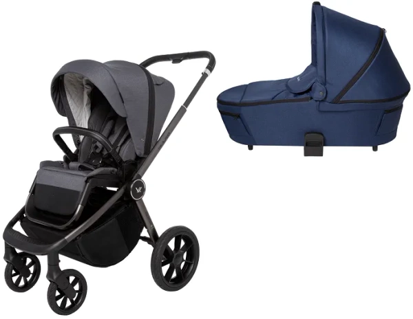 MUUVO Quick SE 2 - wózek wielofunkcyjny, zestaw 2w1 z gondolą Quick 3.0 | Diamond Graphite + Azure Blue