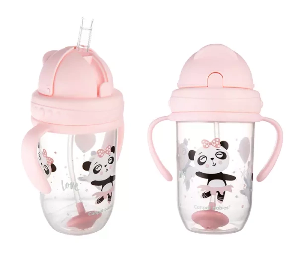 CANPOL BABIES - kubek niekapek z rurką i odważnikiem 270 ml | EXOTIC ANIMALS różowy
