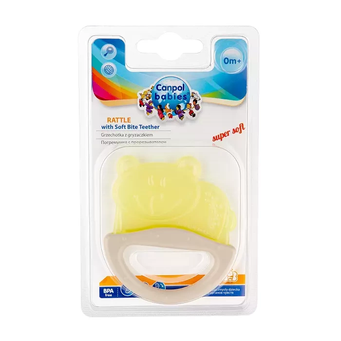 CANPOL BABIES - gryzak elastyczny z grzechotką dla niemowląt i dzieci | ZWIERZĄTKA