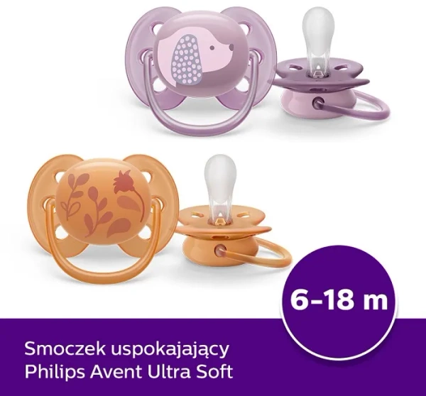 PHILIPS AVENT Ultra Soft - smoczek ortodontyczny 2 szt. | 6-18 m