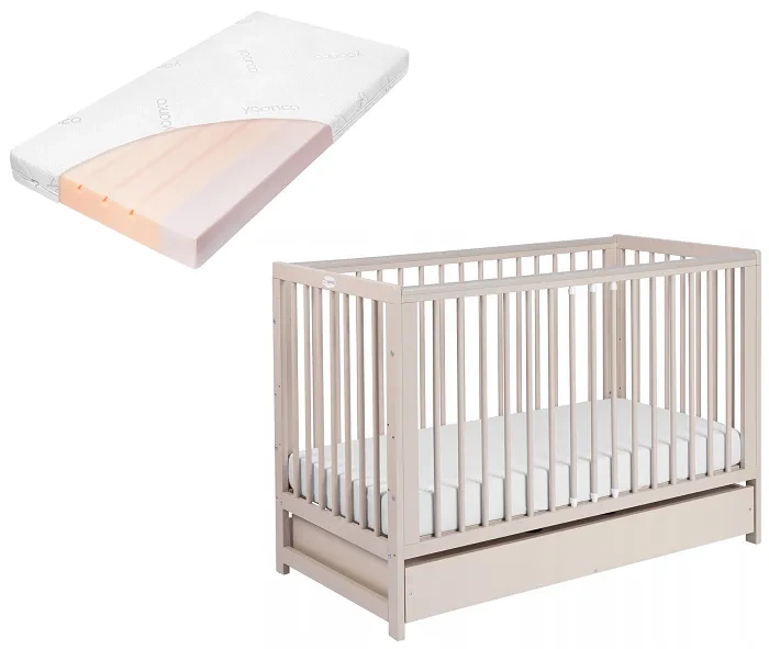 yoonco timio łóżeczko dziecięce niemowlęce z szufladą + materac air