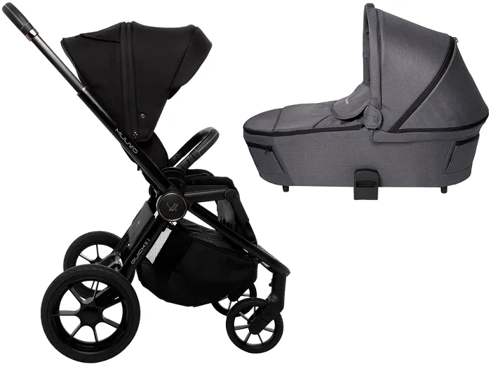 MUUVO Quick SE 2 - wózek wielofunkcyjny, zestaw 2w1 z gondolą Quick 3.0 | Chromium Black + Iron Graphite (+ ADAPTERY)