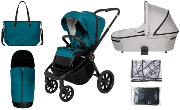 MUUVO Quick SE 2 - wózek wielofunkcyjny, zestaw 2w1 z gondolą Quick 3.0 | Paradise Gold + Steel Grey