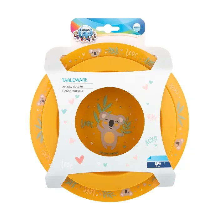 CANPOL BABIES - zestaw naczyń 2elem. EXOTIC ANIMALS | żółty