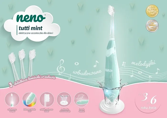 NENO Tutti - elektroniczna szczoteczka do zębów dla dzieci 3-6 lat | Mint
