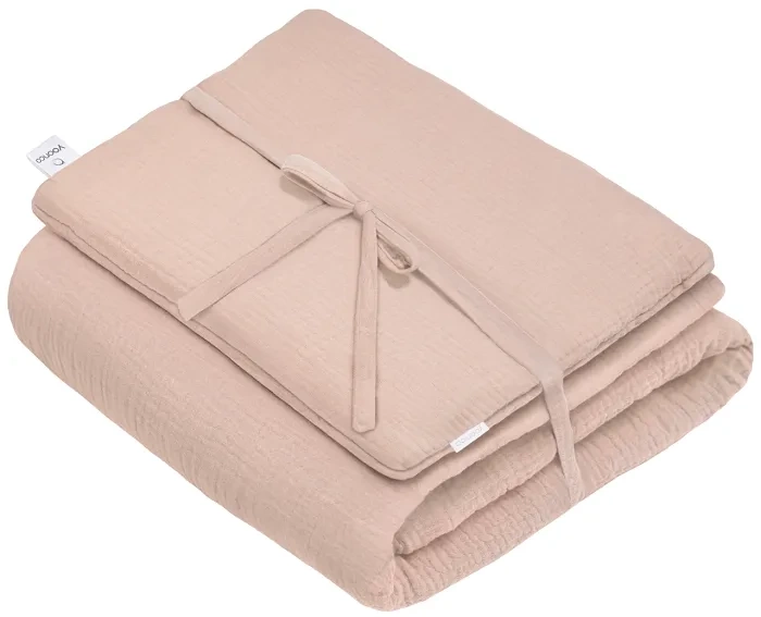 YOONCO - muślinowy komplet: kołderka 80x100 cm + poduszka 30x40 cm | Brudny Róż