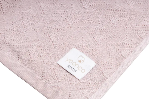 YOONCO Mgiełka - lekki kocyk bambusowy 80x100 cm | Ażur Różowy
