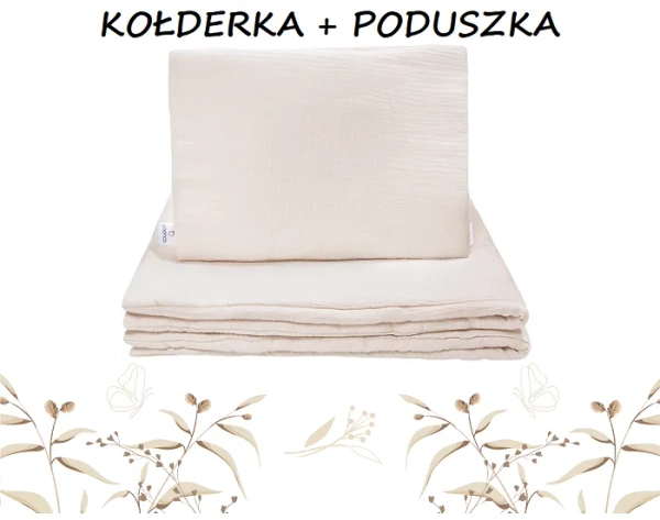 YOONCO - muślinowy komplet: kołderka 80x100 cm + poduszka 30x40 cm | Krem