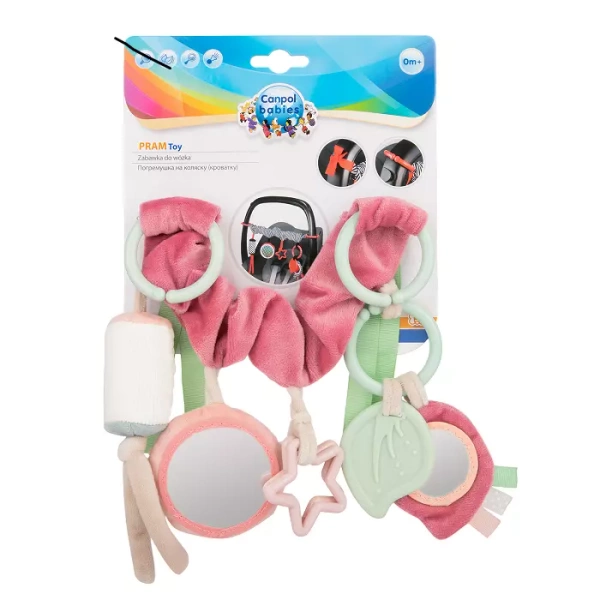 CANPOL BABIES - zawieszka do wózka/fotelika PASTEL FRIENDS | różowa