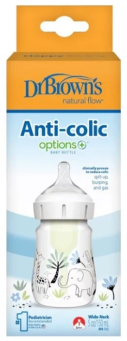 DR BROWN'S Options+ - antykolkowa, szeroka butelka 150 ml (0 m+) | Dżungla