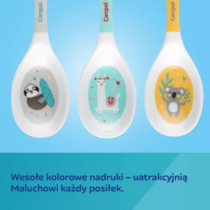 CANPOL BABIES - zestaw łyżek z melaminy 2 szt. | EXOTIC ANIMALS żółte