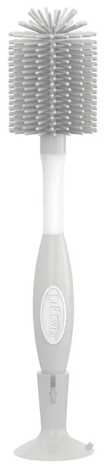 DR BROWN'S - silikonowa szczotka do butelek i smoczków z przyssawką | Szara