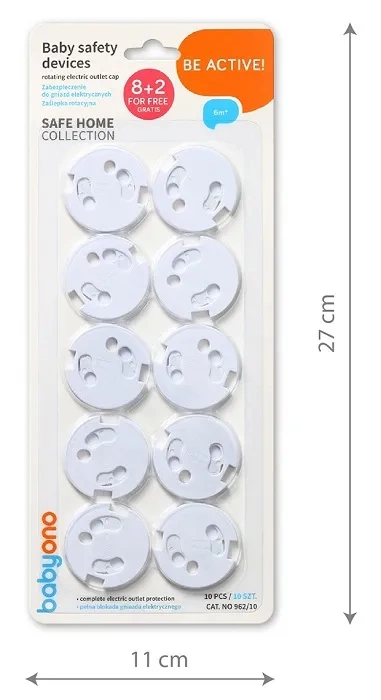 BABYONO - rotacyjne zabezpieczenia gniazdek elektrycznych 10 szt.