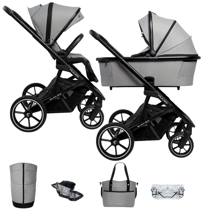 MUUVO Slick 2.0 - wózek wielofunkcyjny, zestaw 2w1 | Light Grey (+ ADAPTERY)