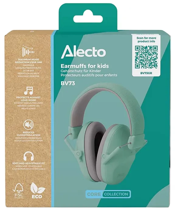 ALECTO BV73GR - słuchawki wygłuszające dla dzieci od 5. roku życia | Zielone