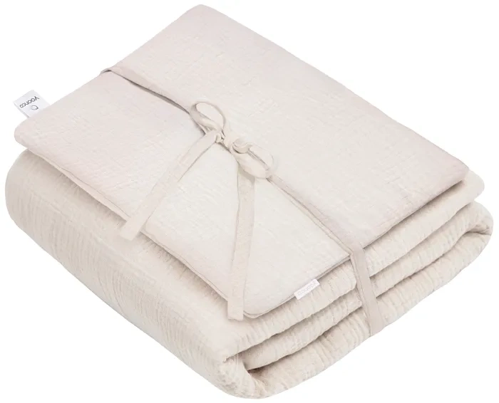 YOONCO - muślinowy komplet: kołderka 80x100 cm + poduszka 30x40 cm | Krem