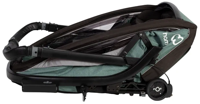 HAMAX Cocoon One - jednoosobowa przyczepka rowerowa z zestawem do biegania | Green/Black