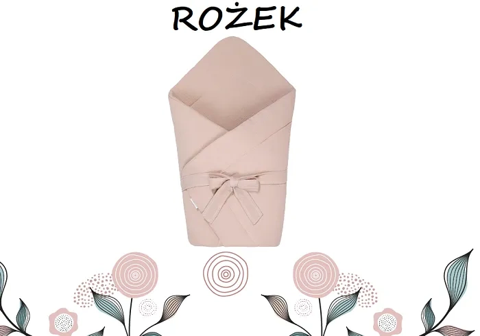 YOONCO - muślinowy rożek niemowlęcy z kokardą 75x75 cm | Brudny Róż