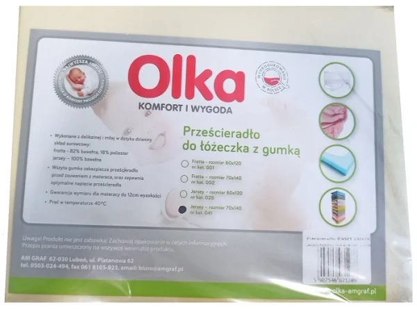 OLKA - prześcieradło jersey do łóżeczka 140 x 70 cm | Żółte