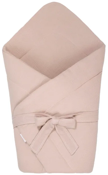 YOONCO - muślinowy rożek niemowlęcy z kokardą 75x75 cm | Brudny Róż