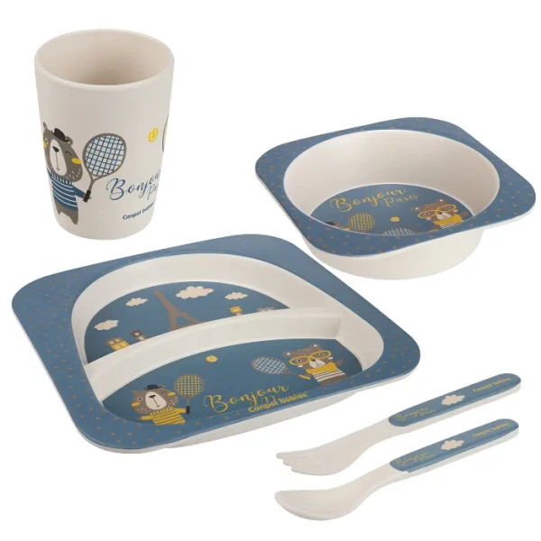 CANPOL BABIES - zestaw naczyń 5 elem. BONJOUR PARIS | niebieski