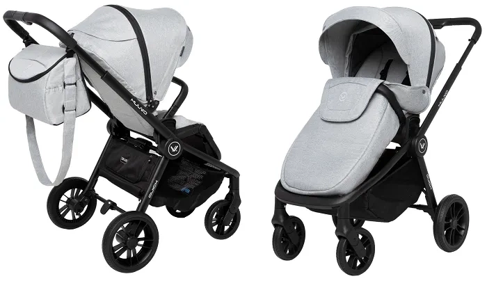 MUUVO Quick - wózek wielofunkcyjny, zestaw 2w1 z gondolą Quick standard | Rocky Grey (+ ADAPTERY)