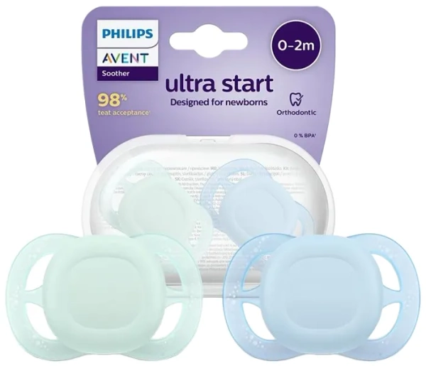PHILIPS AVENT Ultra Start - smoczek ortodontyczny 2 szt. | 0-2 m