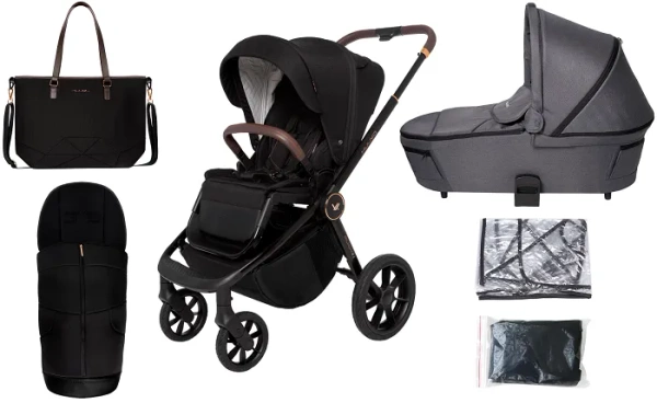 MUUVO Quick SE 2 - wózek wielofunkcyjny, zestaw 2w1 z gondolą Quick 3.0 | Sunset Black + Iron Graphite