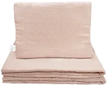 YOONCO - muślinowy komplet: kołderka 80x100 cm + poduszka 30x40 cm | Brudny Róż