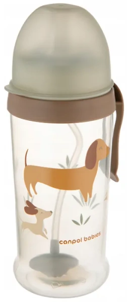 CANPOL BABIES - bidon niekapek z rurką i odważnikiem 350 ml | Pieski