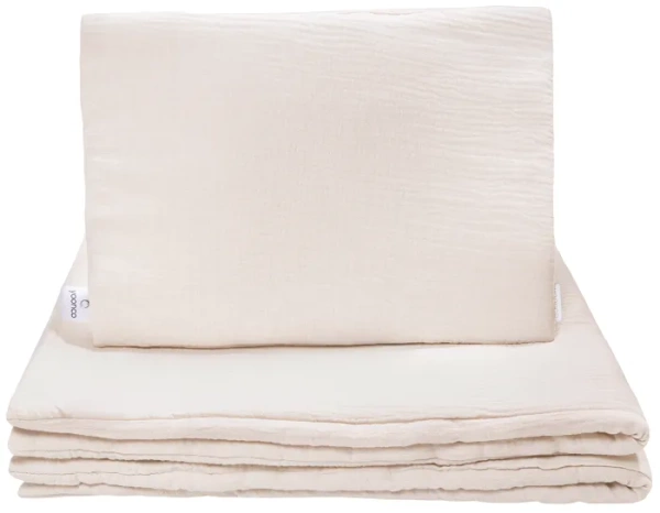 YOONCO - muślinowy komplet: kołderka 80x100 cm + poduszka 30x40 cm | Krem