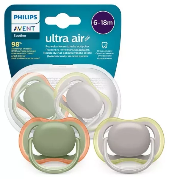PHILIPS AVENT Ultra Air - smoczek ortodontyczny 2 szt. | 6-18 m