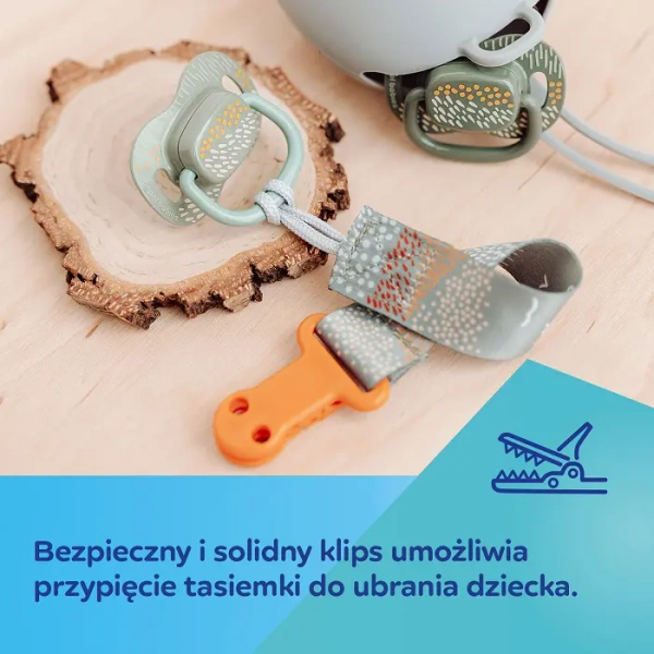 CANPOL BABIES - tasiemka do smoczka uspokajającego MOUNTAINS | zielona