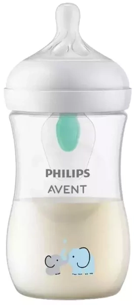 PHILIPS AVENT Natural Response - butelka z nakładką antykolkową AirFree 260 ml SŁOŃ | 1 m+