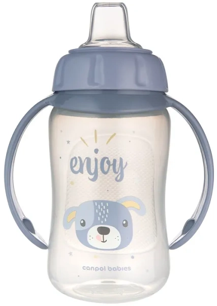 CANPOL BABIES - kubek treningowy ustnik silikonowy 320 ml | CUTE ANIMALS niebieski
