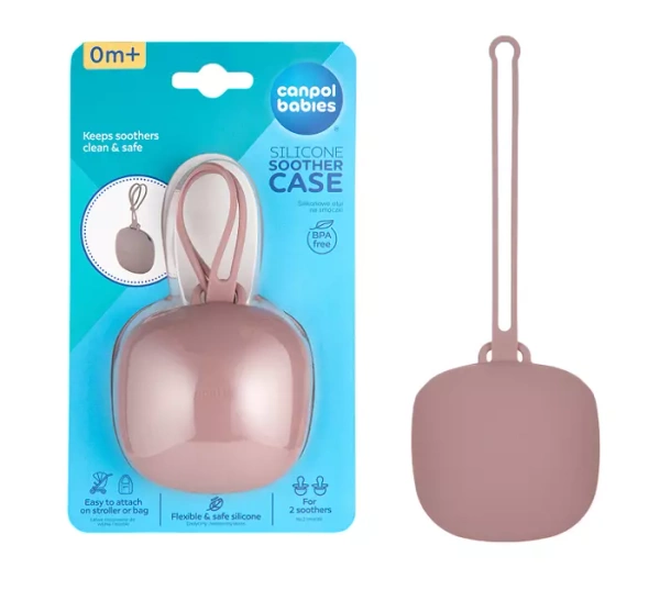 CANPOL BABIES - silikonowe etui na smoczki | różowe