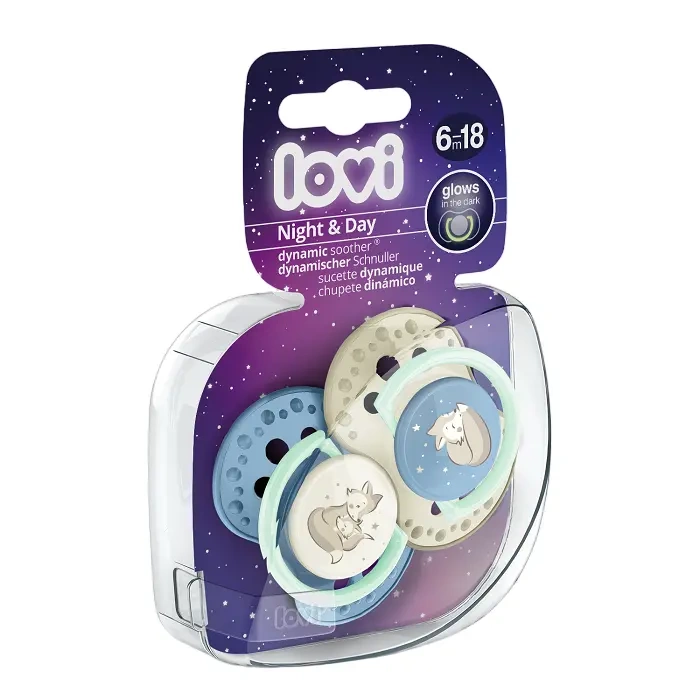 LOVI - smoczek silikonowy dynamiczny NIGHT&DAY BOY 2 szt. | 6-18 m