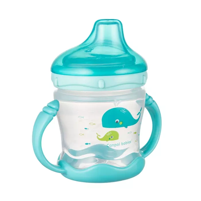 CANPOL BABIES - kubek niekapek ustnik silikonowy 180 ml | LOVE & SEA niebieski