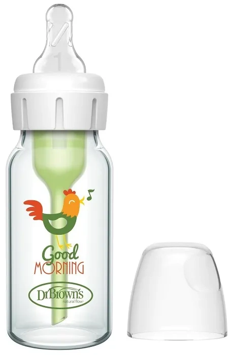 DR BROWN'S Options+ - antykolkowa, wąska szklana butelka standard 120 ml, poziom 1, 0 m+ | Kogut