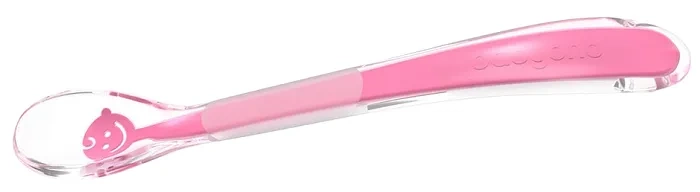 BABYONO Baby's Smile - miękka łyżeczka dla niemowląt | Różowa