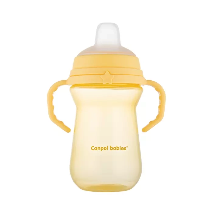CANPOL BABIES - kubek z silikonowym ustnikiem FirstCup 250ml | żółty