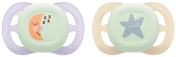 PHILIPS AVENT Ultra Start Nighttime - smoczek ortodontyczny 2 szt. | 0-2 m