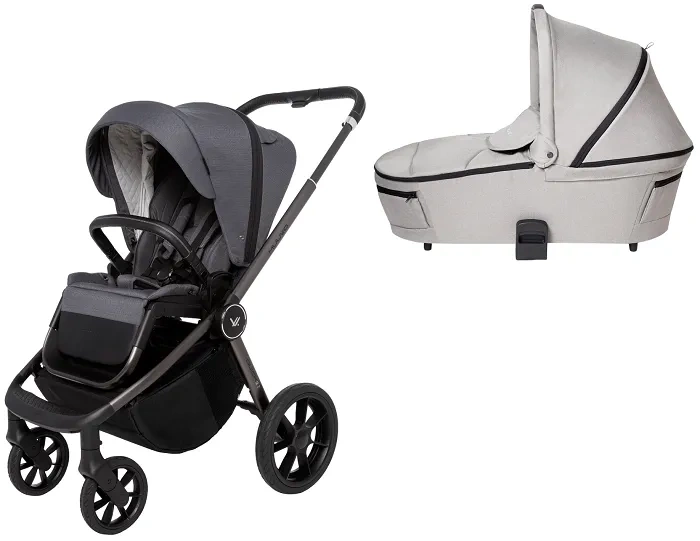 MUUVO Quick SE 2 - wózek wielofunkcyjny, zestaw 2w1 z gondolą Quick 3.0 | Diamond Graphite + Steel Grey (+ ADAPTERY)