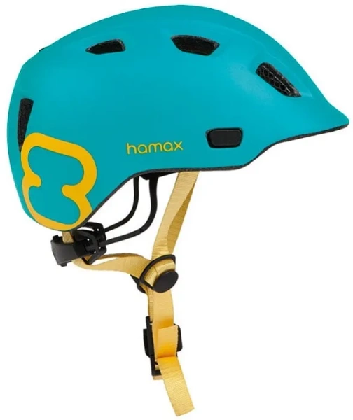 HAMAX Thundercap - rowerowy kask dziecięcy, obwód głowy 47-52 cm | Turquoise/yellow