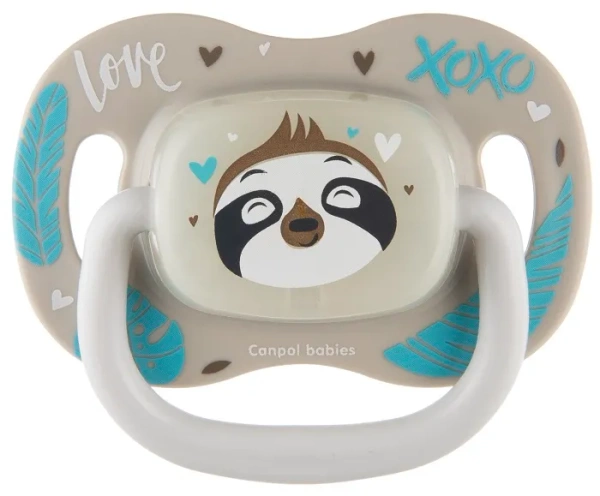 CANPOL BABIES Exotic Animals - smoczek uspokajający silikon 6-18 m okrągły | Leniwiec